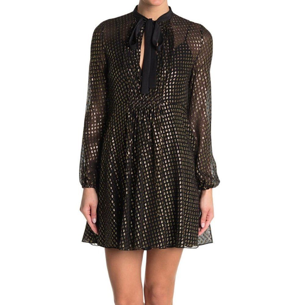 NWT Red Valentino Silk Metallic Polkadot Holiday Dress Sz 6